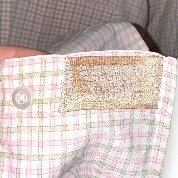 Gitman Brothers Pink & Green Allini Fabric Dress Shirt 17 - Picture 8 of 9